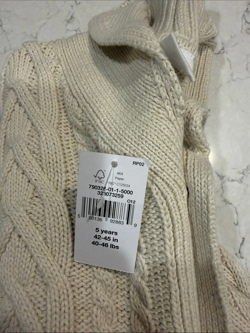 GAP Cream Cable Knit Shawl Collar Cardigan